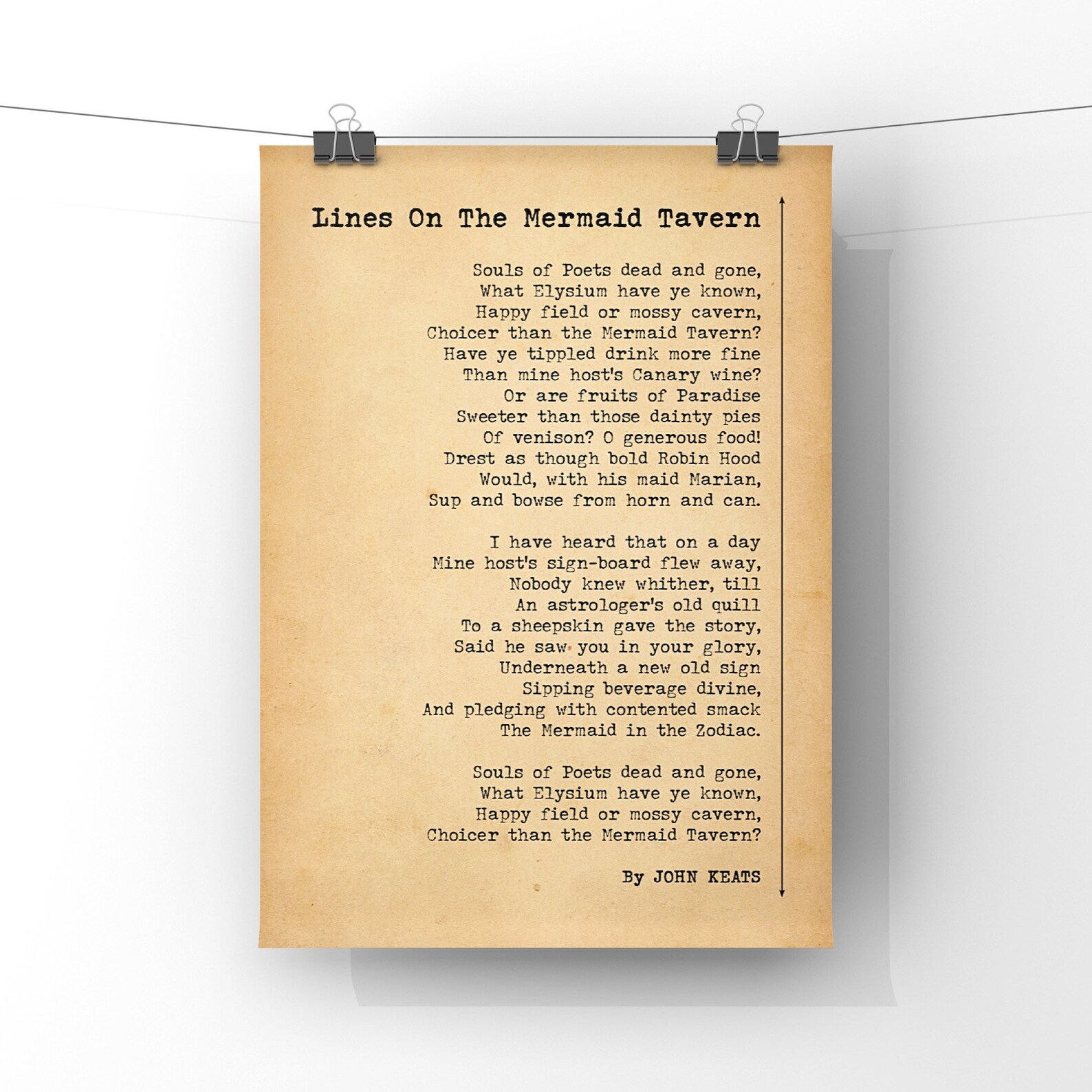 Lines on the Mermaid Tavern Poem by John Keats Wall Art Print | Etsy