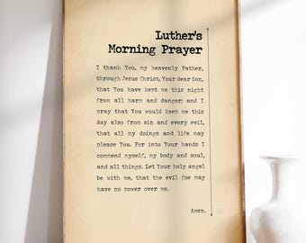 Luther's Morning Prayer Poster - Christian Prayer Wall Art, Faith Print Gift, Framed or Unframed Decor