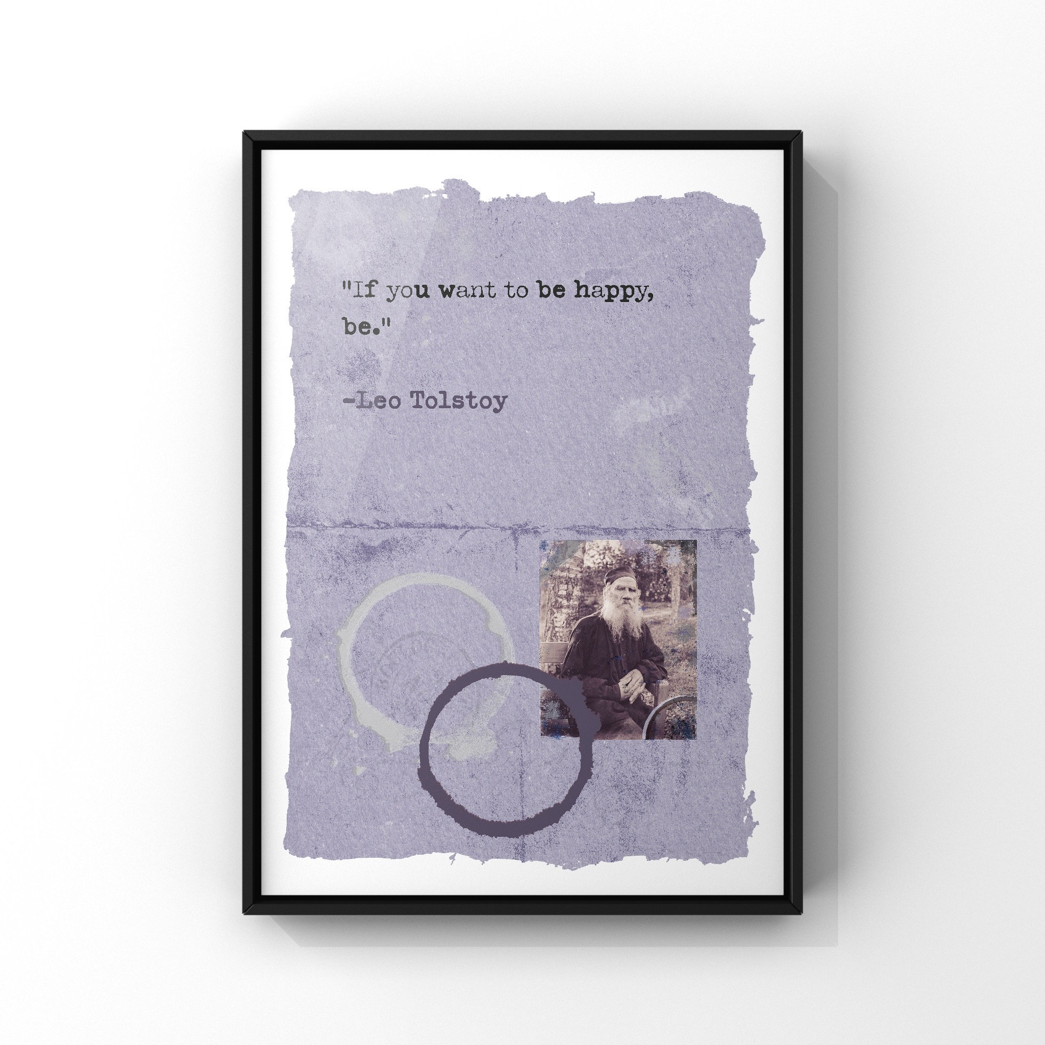 Leo Tolstoy Typography Quote Print If You Want To Be Happy Be Quote Inspirational Life Quote Print A3 Or 8x10 Inches Unframed Art