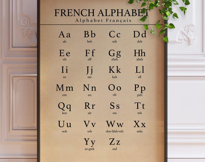 French Alphabet Wall Art - Language Learning Chart (Framed or Unframed)