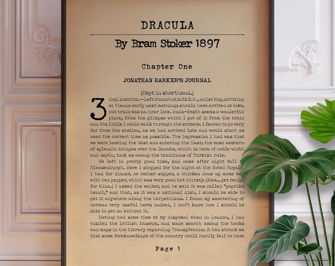 Dracula Art Print - Bram Stoker Gothic Novel - Framed or Unframed