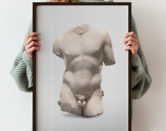Male Torso Statue Print – Classical Greek Roman Sculpture Art