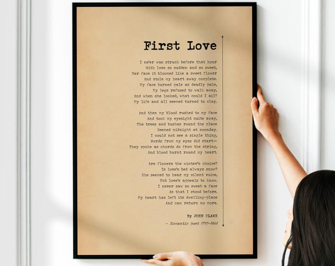 John Clare Poem Print - "First Love" Vintage Style Wall Art