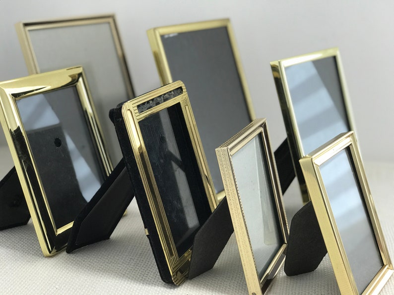 7 X Small Assorted Vintage Brass Gold Metal Photo Picture