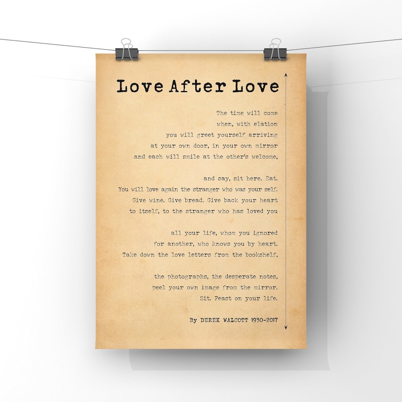Love After Love Poem by Derek Walcott Poster Print Unframed Etsy