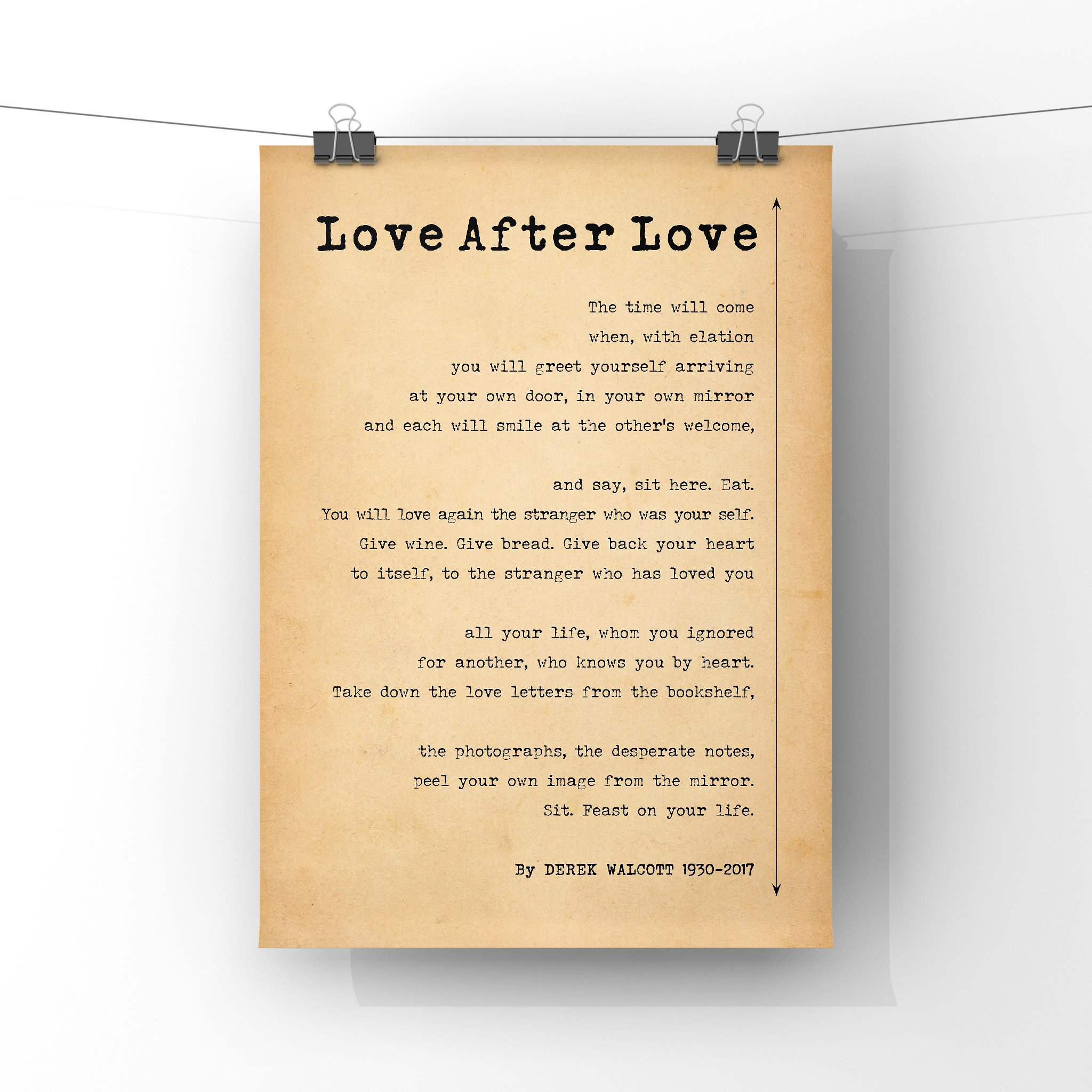 Love After Love Poem by Derek Walcott Poster Print Unframed Etsy