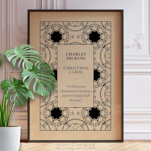 Christmas Carol Book Cover Poster - Charles Dickens Literary Wall Art Print, Ghost Story of Christmas, Festive Book Lover Gift