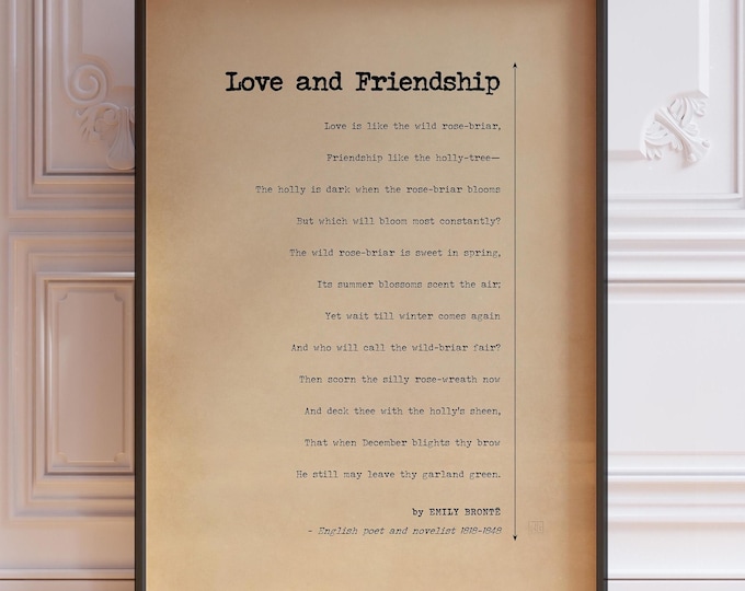 Emily Brontë Poem Print - Love and Friendship Wall Art Framed or Unframed Poster