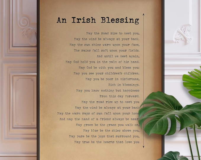 Irish Blessing Poem Print - Traditional Wedding Gift, May The Road Rise Up To Meet You