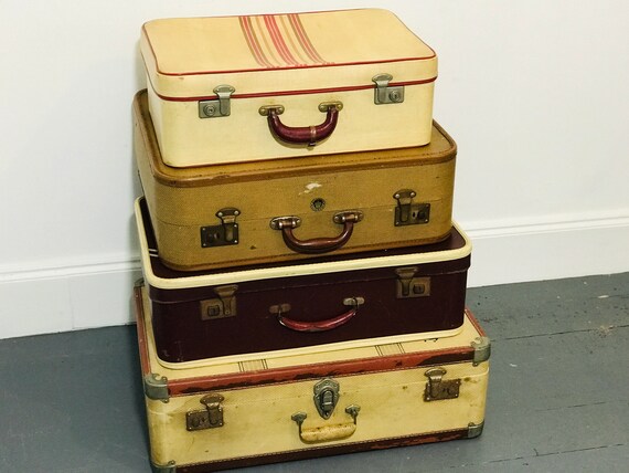 stacked vintage suitcases