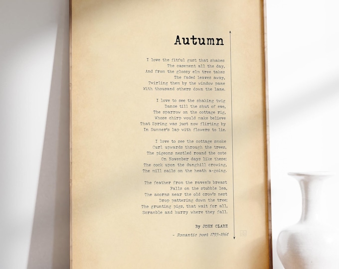 Autumn Poem Print - Vintage Nature Poetry Wall Art
