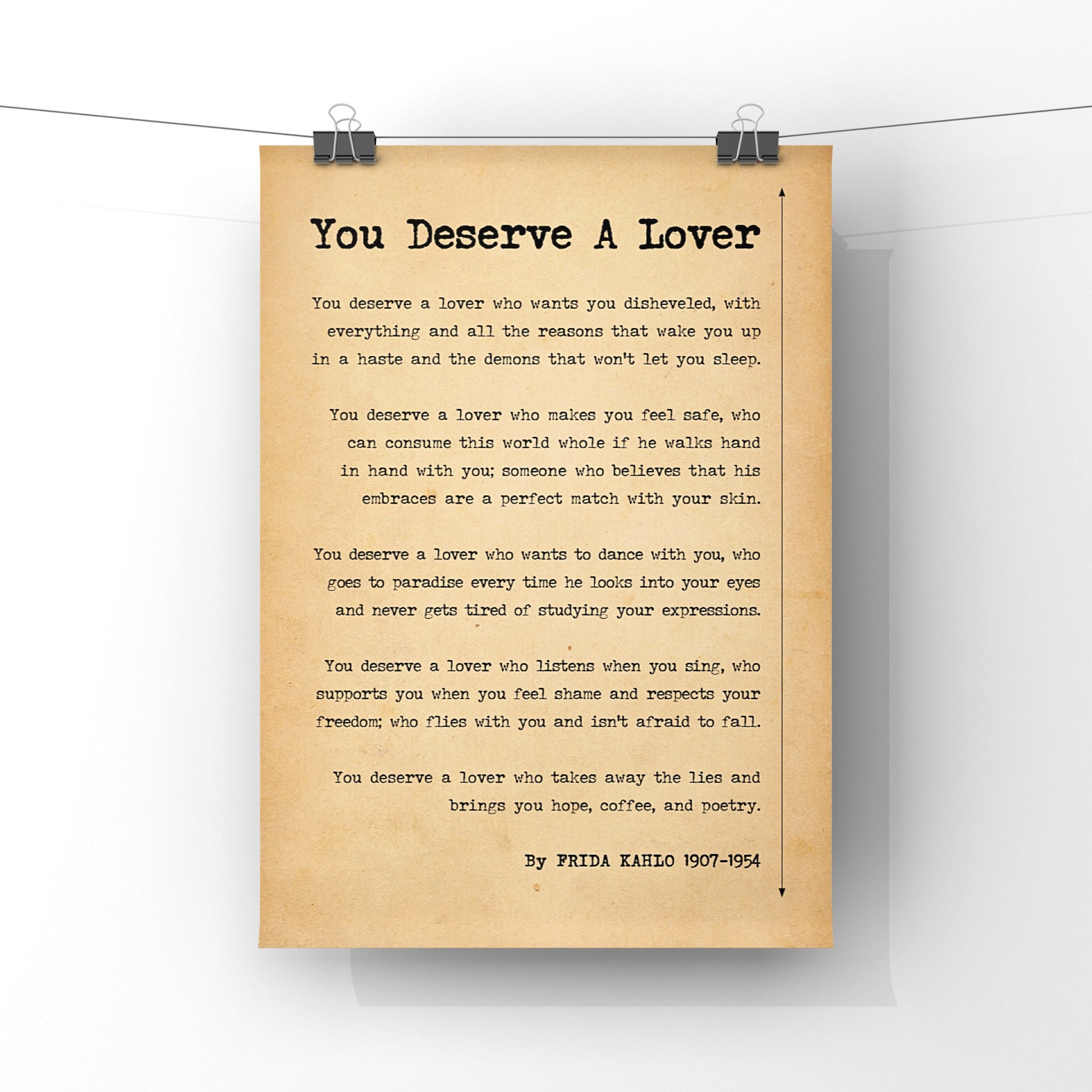 You Deserve A Lover Poem by Frida Kahlo Wall Art Print Love - Etsy ...
