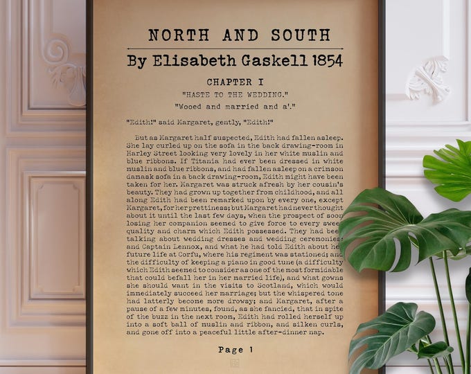 North and South by Elisabeth Gaskell - Novel Book Poster, Literary Wall Art