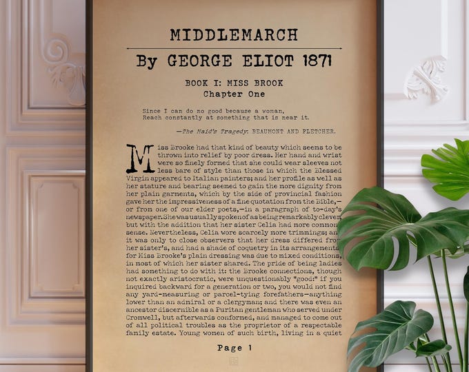 Middlemarch Book Page Print - Classic Literature (Framed or Unframed)