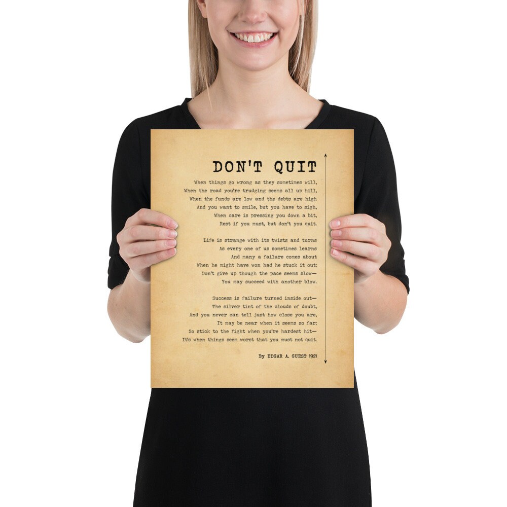 Don't Quit Poem by Edgar A Guest and John Greenleaf - Etsy