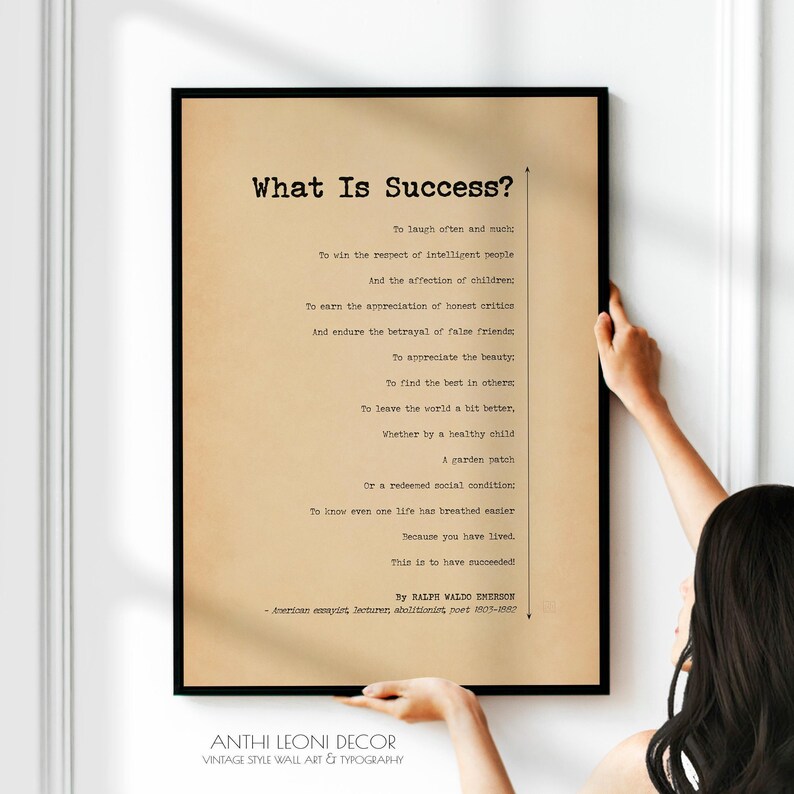 What is Success Quote Poem Waldo Poster Print Business Success Wall Art ...