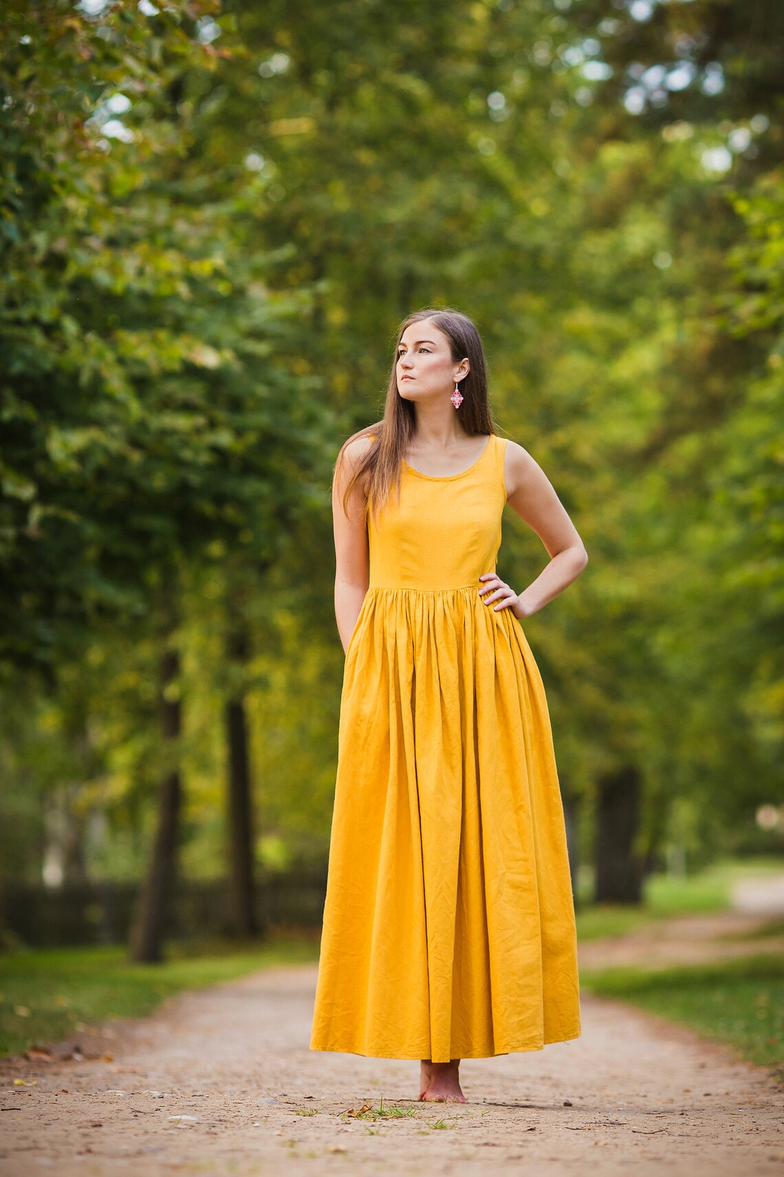 Yellow Linen Dress Long Linen Dress Maxi Dress Yellow Etsy