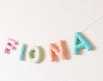 Felt Name Banner - Nursery Garland - Baby Shower Banner - Personalized Banner - Birthday Party Decor - Baby Name Banner - Pastel Nursery
