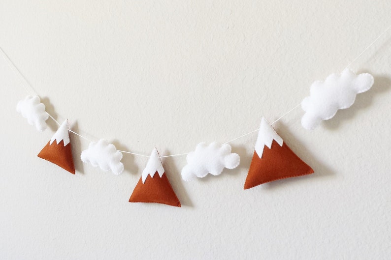 Woodland Nursery Decor Mountain Garland Neutral Nursery Etsy