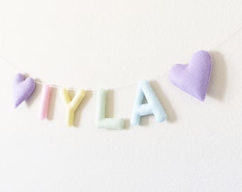 Felt Name Banner - Heart Name Banner - Nursery Decor - Personalized Gift - Baby Name Banner - Nursery Garland
