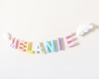 Felt Name Banner - Cloud Nursery Decor - Personalized Gift - Baby Name Banner - Nursery Garland - Baby Boy Nursery