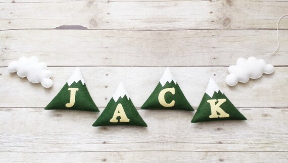 Mountain Name Banner Mountain Garland Mountain Theme Decor Etsy