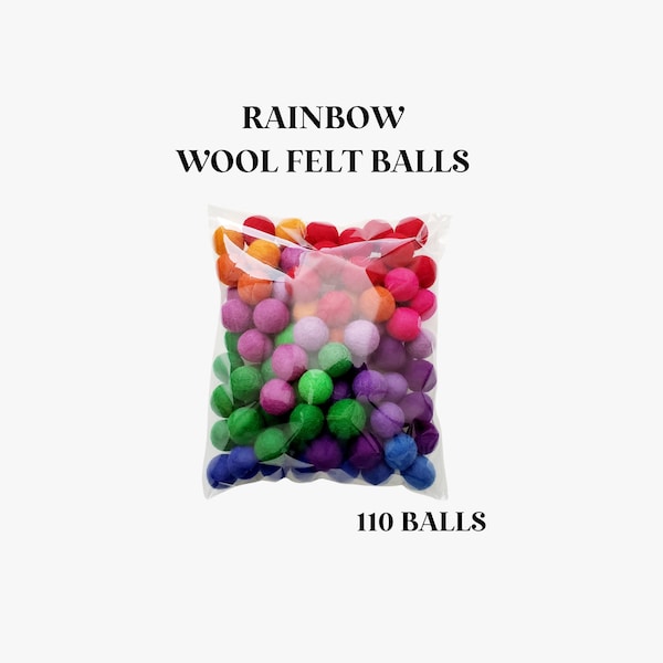 Shop Closing Sale - Felt balls, Rainbow Felt Balls, 110 Felt Balls, Wool Felt Balls, Felted Balls, DIY Garland Kit, Wool Felt Balls