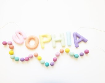 Pastel Felt Name Banner - Pastel Nursery Decor - Nursery Garland - Baby Shower Banner - Personalized Banner - Pastel Baby Name Banner