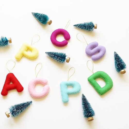 Felt Letter Ornament Initial Letter Ornament Christmas Etsy