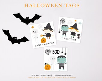 Halloween Gift Tags - Happy Halloween Favor Tags - Skeleton Favor Tags - Halloween Tags - Halloween Party - Printable Instant Download Tags