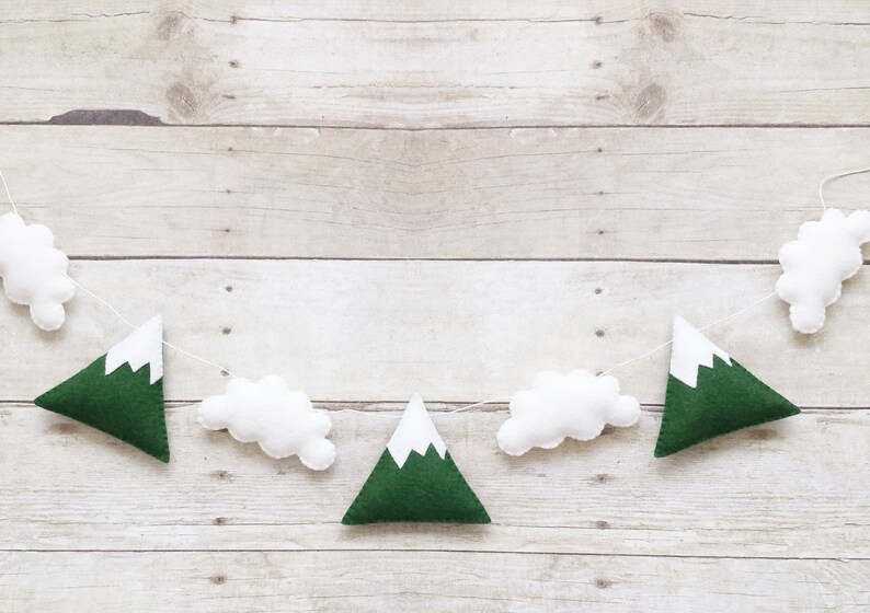Woodland Nursery Decor Mountain Garland Neutral Nursery Etsy