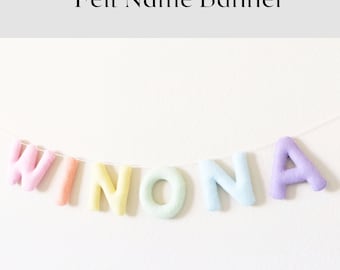 Felt Name Banner - Pastel Nursery Decor - Nursery Garland - Baby Shower Banner - Personalized Banner - Pastel Baby Name Banner