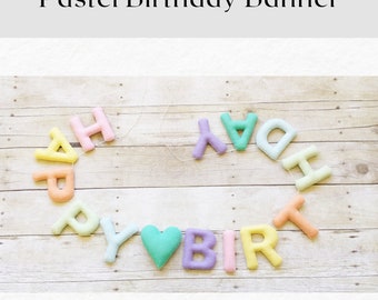 Happy Birthday Banner - Pastel Rainbow Birthday Banner - Rainbow Birthday Decor - Birthday Party Decor - Baby Party Banner - Birthday Banner