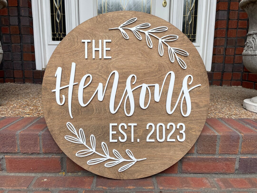 Custom Round Last Name Sign Home Decor Sign Wedding Sign Etsy