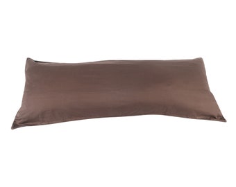 100% Cotton 400 TC Chocolate Brown Double Side Invisable Zippers Body Pillow ( Cover Only ) Pillowcase Fit 20"x 54" Pillow Assemble in USA
