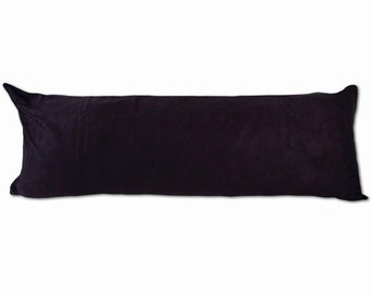 Black 20"x 48" Double Zippers Microsuede Body Pillow Cover Pillowcase