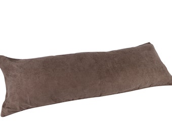 Chocolate Brown 20"x 54" Double Zippers Microsuede Body Pillow ( Cover Only) Pillowcase Pregnancy