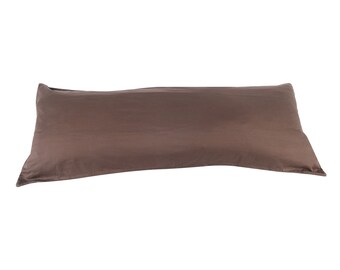 100% Cotton 400 TC Chocolate Brown Double Side Invisable Zippers Body Pillow ( Cover Only ) Pillowcase Fit 20"x 60" Pillow Assemble in USA