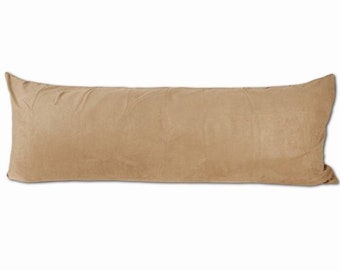 Camel 20"x 60" Double Zippers Micro suede Body Pillow ( Cover Only)  Pillowcase