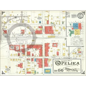 Opelika Alabama 1898 Mappa storica, antica, vintage, foto da parete, decorazione, ristampa, SPEDIZIONE GRATUITA!