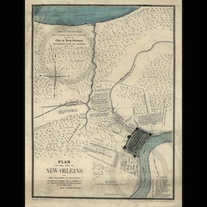 New Orleans Louisiana 1875 Karte Historisches Foto Wandkunst Wanddekor Heilige Bourbon Street Mardi Gras Creole Reprint KOSTENLOSER VERSAND!