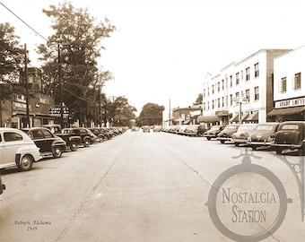 Auburn, AL Alabama 1949 Magnolia Avenue Historic Vintage Antique Photo Wall Art Decor Auburn Tigers War Eagle Reprint FREE SHIPPING!