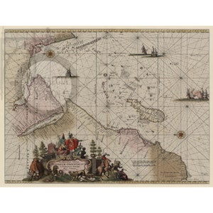 Mappa nautica dell&#39;Oceano Indiano, 1675, antica foto d&#39;epoca, mappa pirata Steampunk, decorazione da parete, ristampa, SPEDIZIONE GRATUITA!