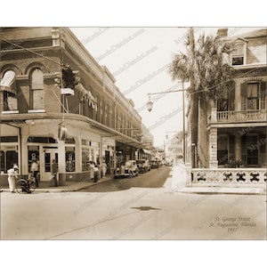 Saint St Augustine, Floride, Floride. Réimpression de photo d'histoire de la rue St George de 1937, photo vintage historique ancienne, réimpression d'art mural, livraison gratuite !