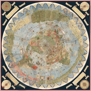 Platte aardekaart 1587 antieke historische vintage foto Steampunk piraat kaart platte wereld muur decor kunst herdruk GRATIS VERZENDING!