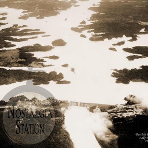 Lake Harding Bartlett's Ferry Dam Alabama 1939 Vintage Style Lake Wand Kunst Dekor Angeln Leben Foto Nachdruck KOSTENLOSER VERSAND!