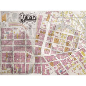Atlanta, GA Georgia 1911 Antike Vintage Historische Karte Wandkunst Emory Georgia Tech Braves Falken Georgia State Nachdruck 30x40 "Versandkostenfrei!"