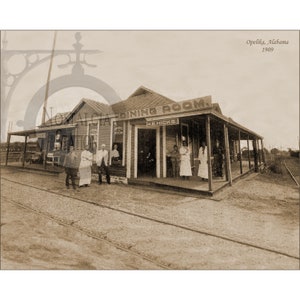 Opelika Alabama 1909 Hick's Cafe Sala da pranzo vicino al deposito di Opelika Foto storica d'epoca Foto antica Decorazione da parete Ristampa SPEDIZIONE GRATUITA!