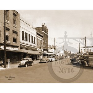 Troy AL Alabama 1945 Street Scene Historic Vintage Photo Decor Trojans Ristampa SPEDIZIONE GRATUITA!
