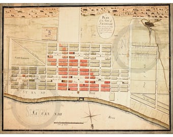 Savannah Georgia GA Map 1796 Savannah Vintage Historic Savannah State Georgia Southern Clovers Tybee Island Reprint FREE SHIPPING!